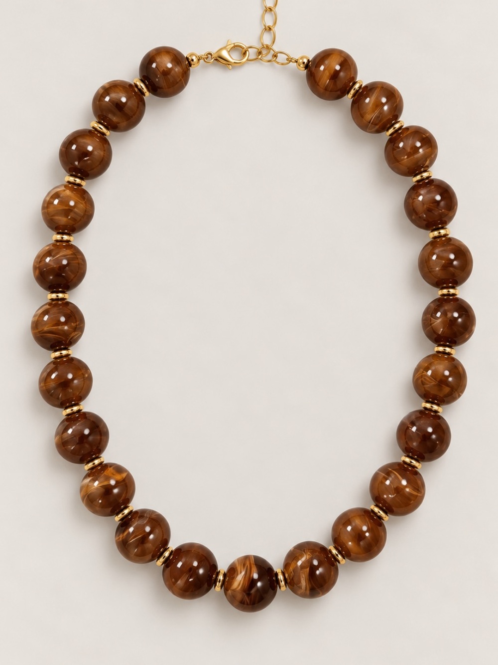New! Brown Marbled Statement Necklace NWOT